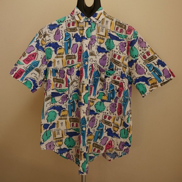 Vintage Cherokee Patterned Short Sleeve Button Down - Picture 1 of 11